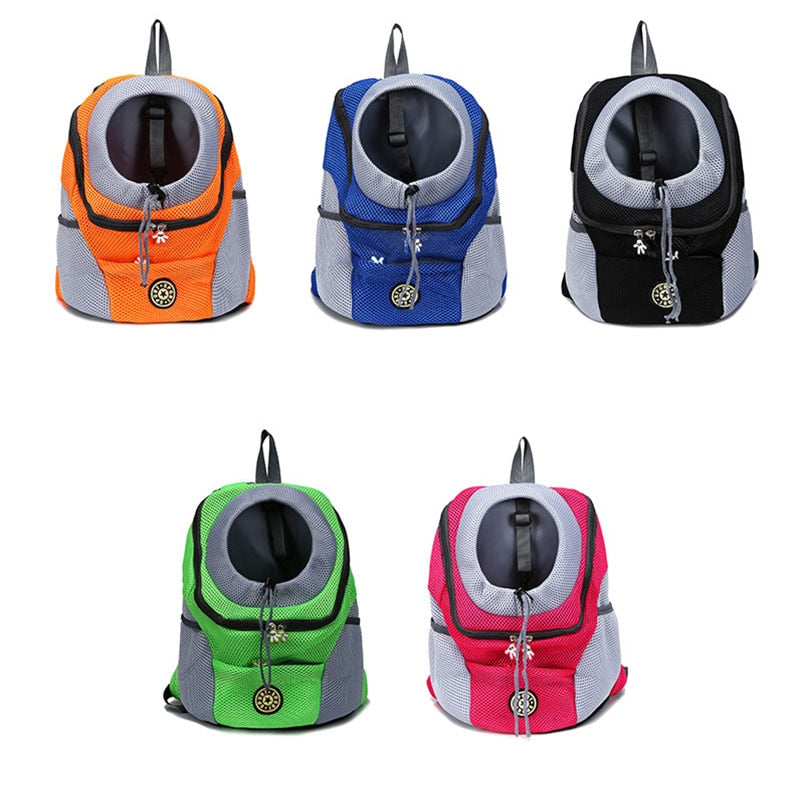 New Outdoor Nylon Pet Dog Carrier Bag Double Shoulder Portable Travel Dog Pet Backpack Mesh Pet Front Bag