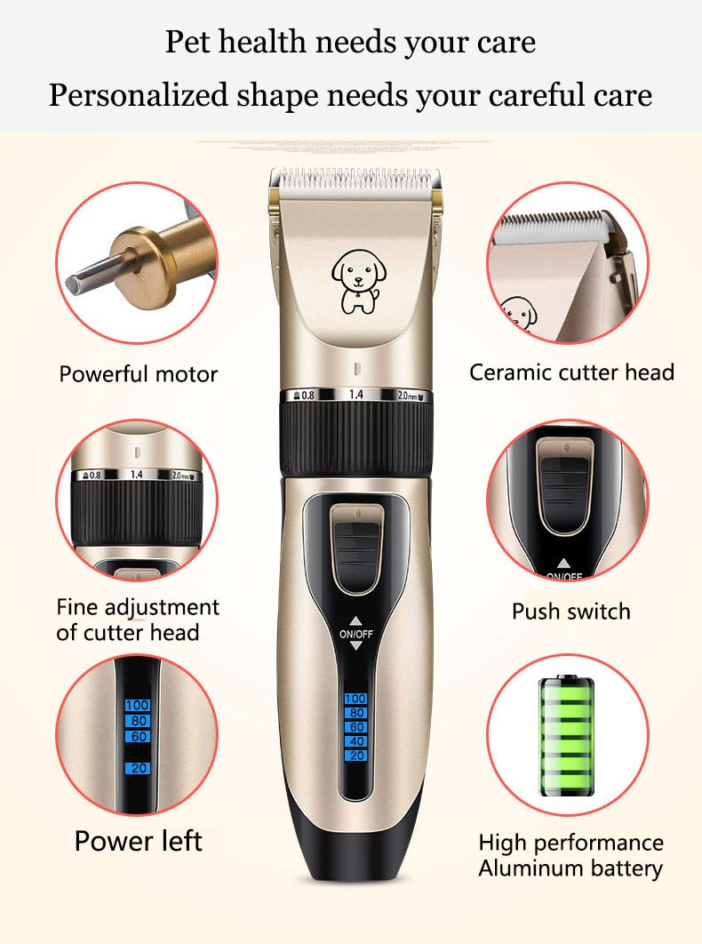 Pet Cat Dog clippers professional Dogs grooming clipper groomer kit USB Rechargeable Low-noise Pets Hair Trimmer Display battery