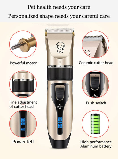 Pet Cat Dog clippers professional Dogs grooming clipper groomer kit USB Rechargeable Low-noise Pets Hair Trimmer Display battery